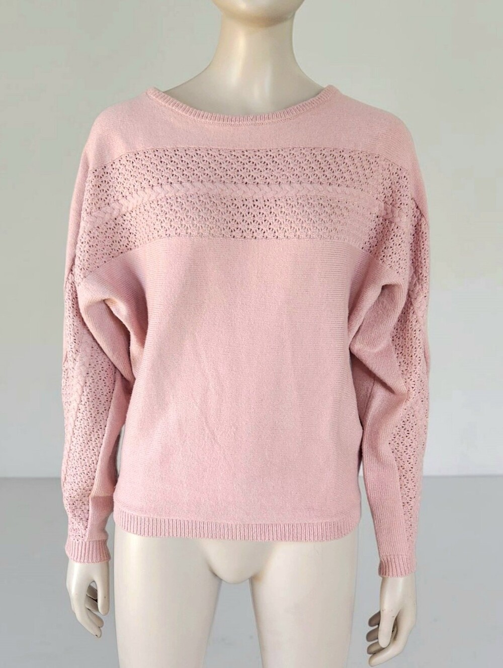 Magaschoni Light Rose Pointelle Boxy Dolman Sweater Womens S Slouchy